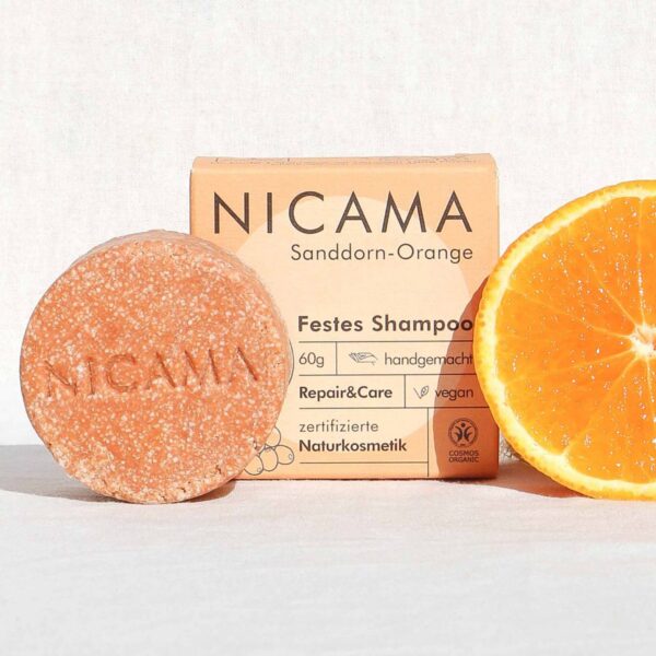 NICAMA tahke šampoon (astelpaju-apelsin) 60g
